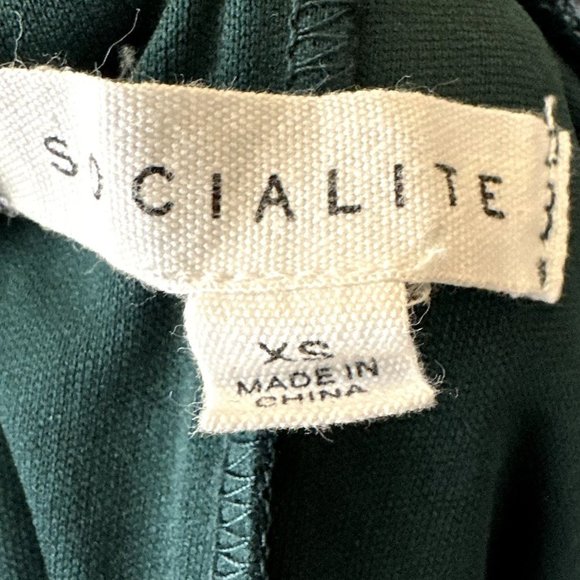 Socialite Women's Dress XS Green Mini with Black Lace Fully Lined Button EUC - Picture 6 of 9